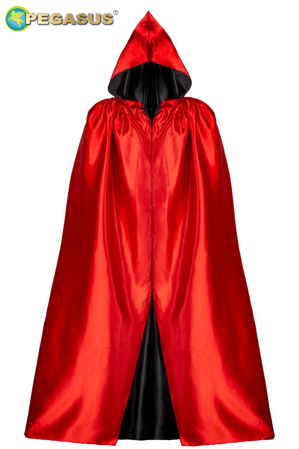 MANTELLO CAPPUCCIO DOUBLE ROSSO-NERO ADULTO